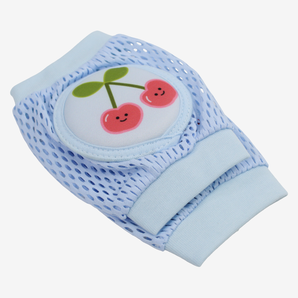 Baby Knee Mesh Pads – Light Blue with Cherry Design