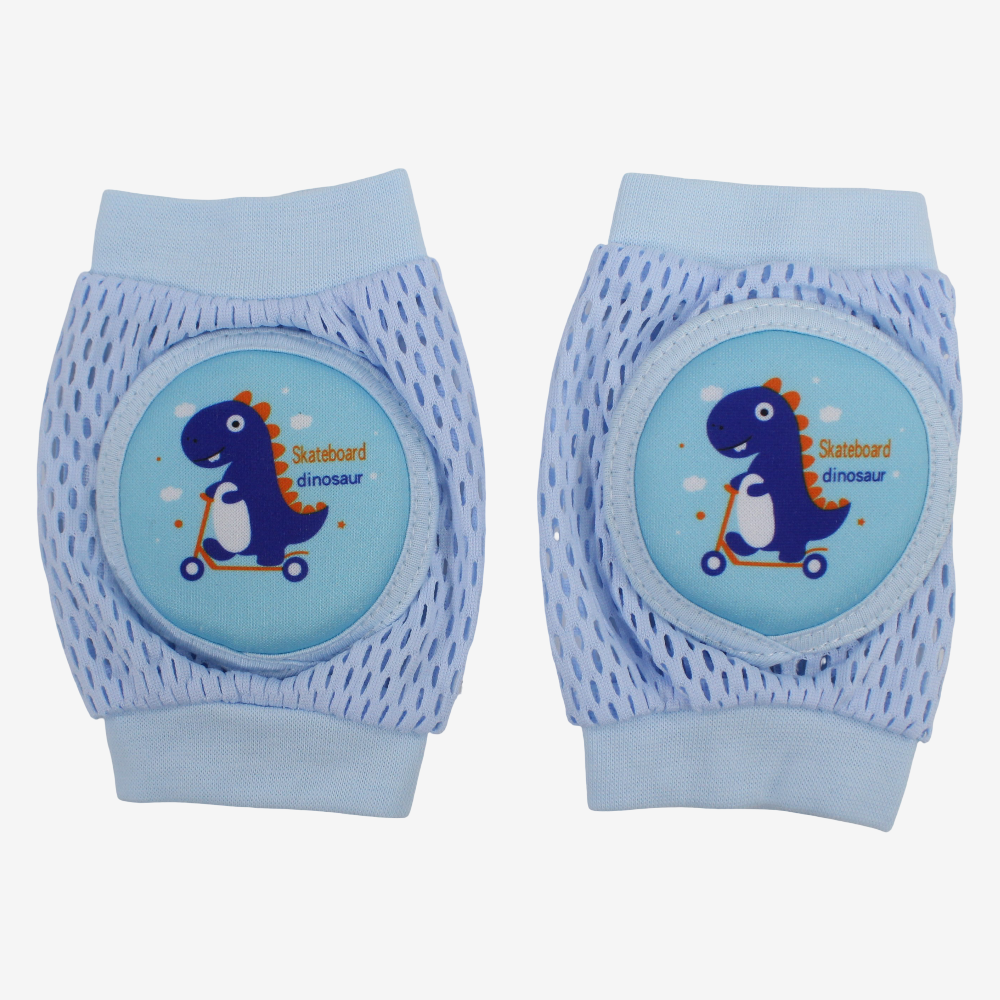 Baby Knee Mesh Pads – Light Blue with Dinosaur Design