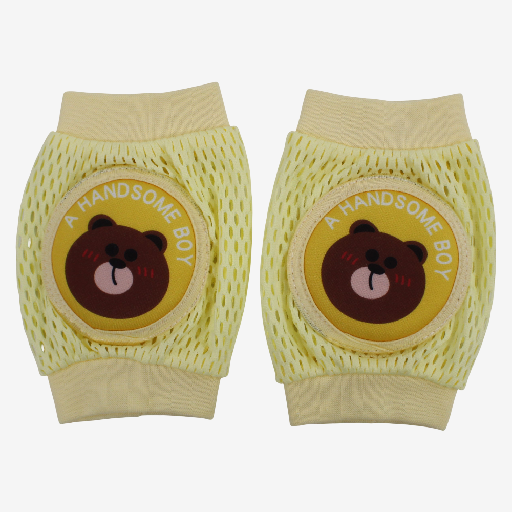 Baby Knee Mesh Pads – Yellow with Bear Design