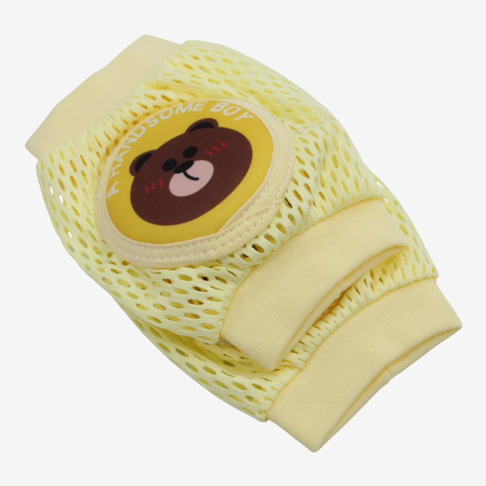 Baby Knee Mesh Pads – Yellow with Bear Design