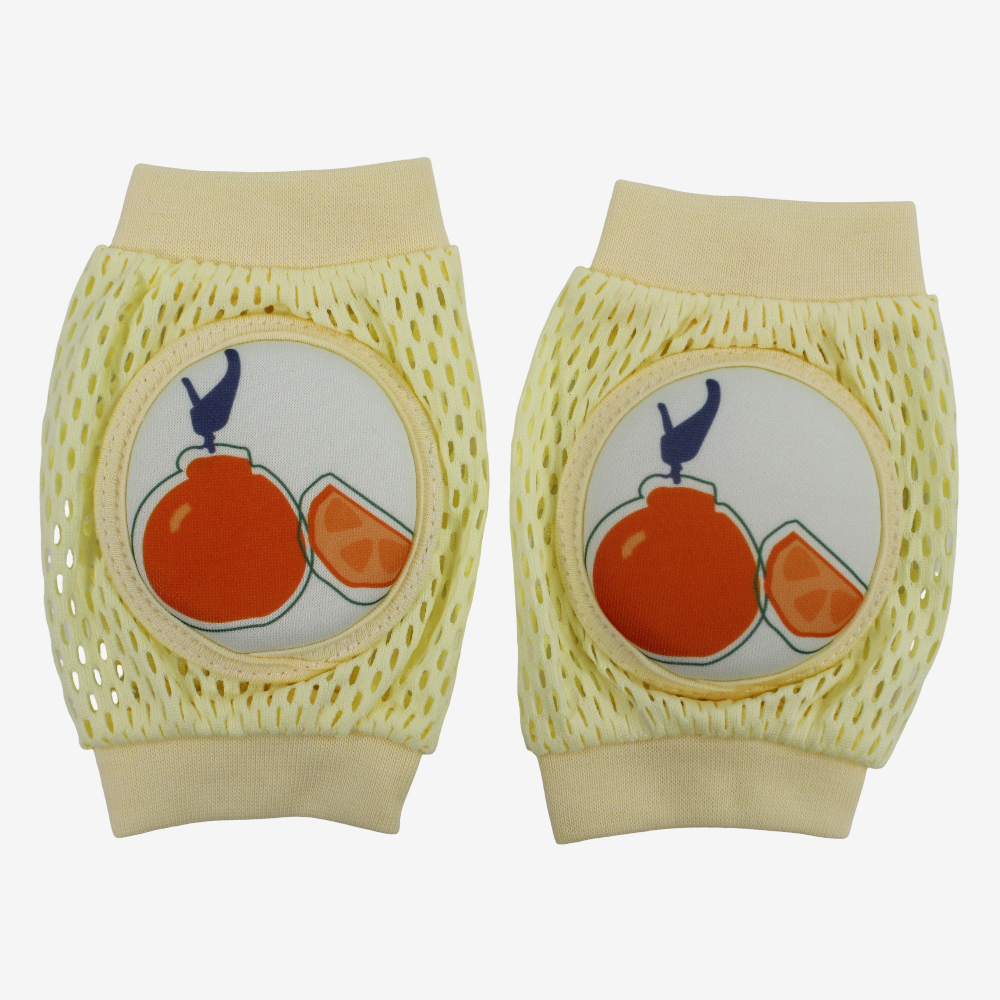 Baby Knee Mesh Pads – Yellow with Orange Design