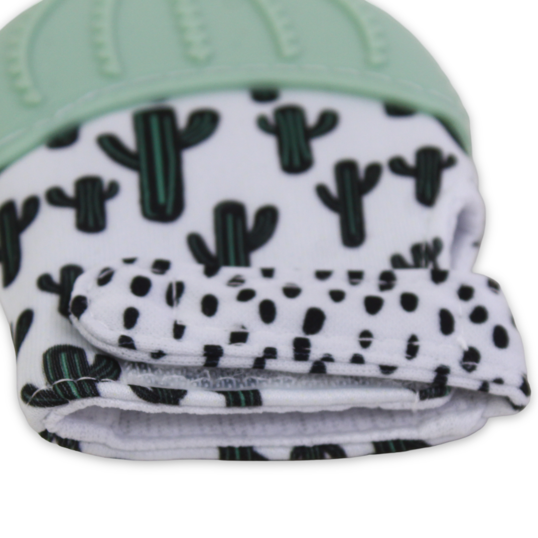 Silicone Baby Teether Gloves – Mint Cactus