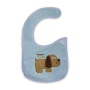 Cotton Baby Bib – Baby Blue with Dog Embroidery