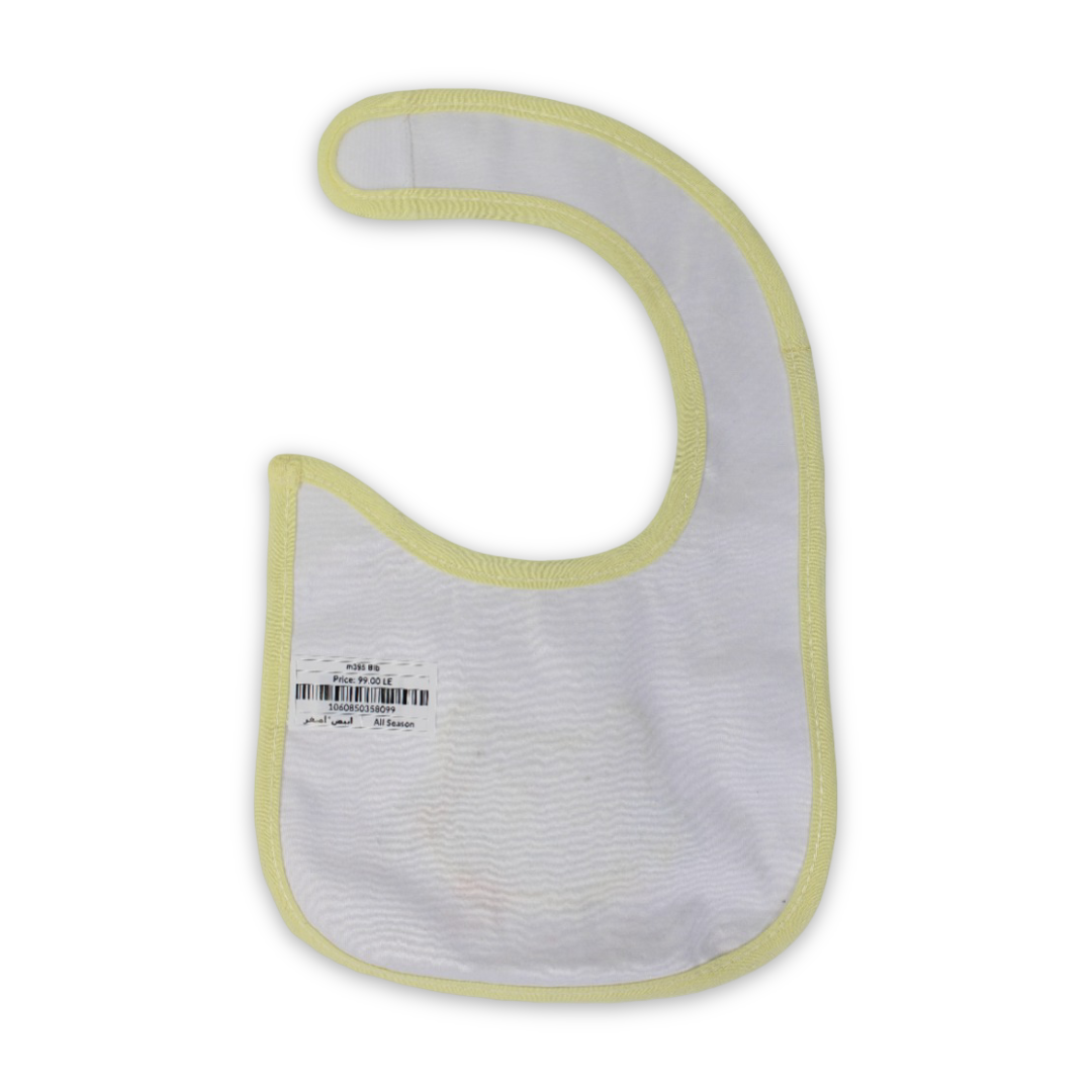 Cotton Baby Bib – White with Bow Embroidery