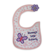 Cotton Baby Bib – White with "Mommy's Little Butterfly" Embroidery