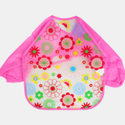 Baby Long-Sleeved Bib – Pink with Floral Design