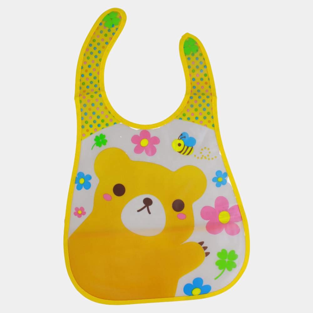 Baby Bib – Yellow with Bear Design