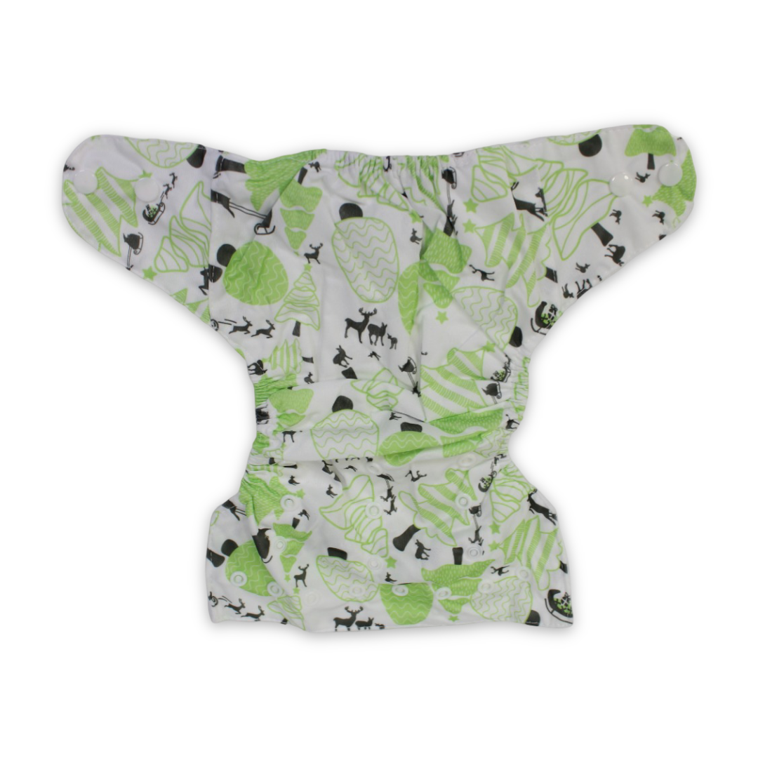 Cotton Baby Diaper – White with Tree Print
