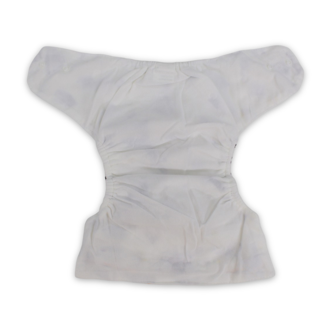Unisex Baby Reusable Diaper – White with Boats Design