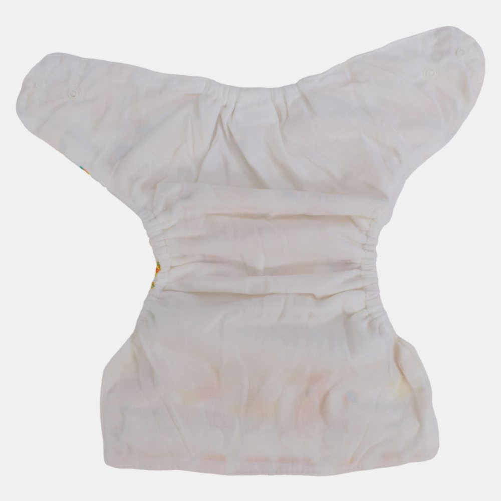 Unisex Baby Reusable Diaper – White with Junk Food Design
