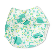 Cotton Baby Diaper – White with Elephants Print