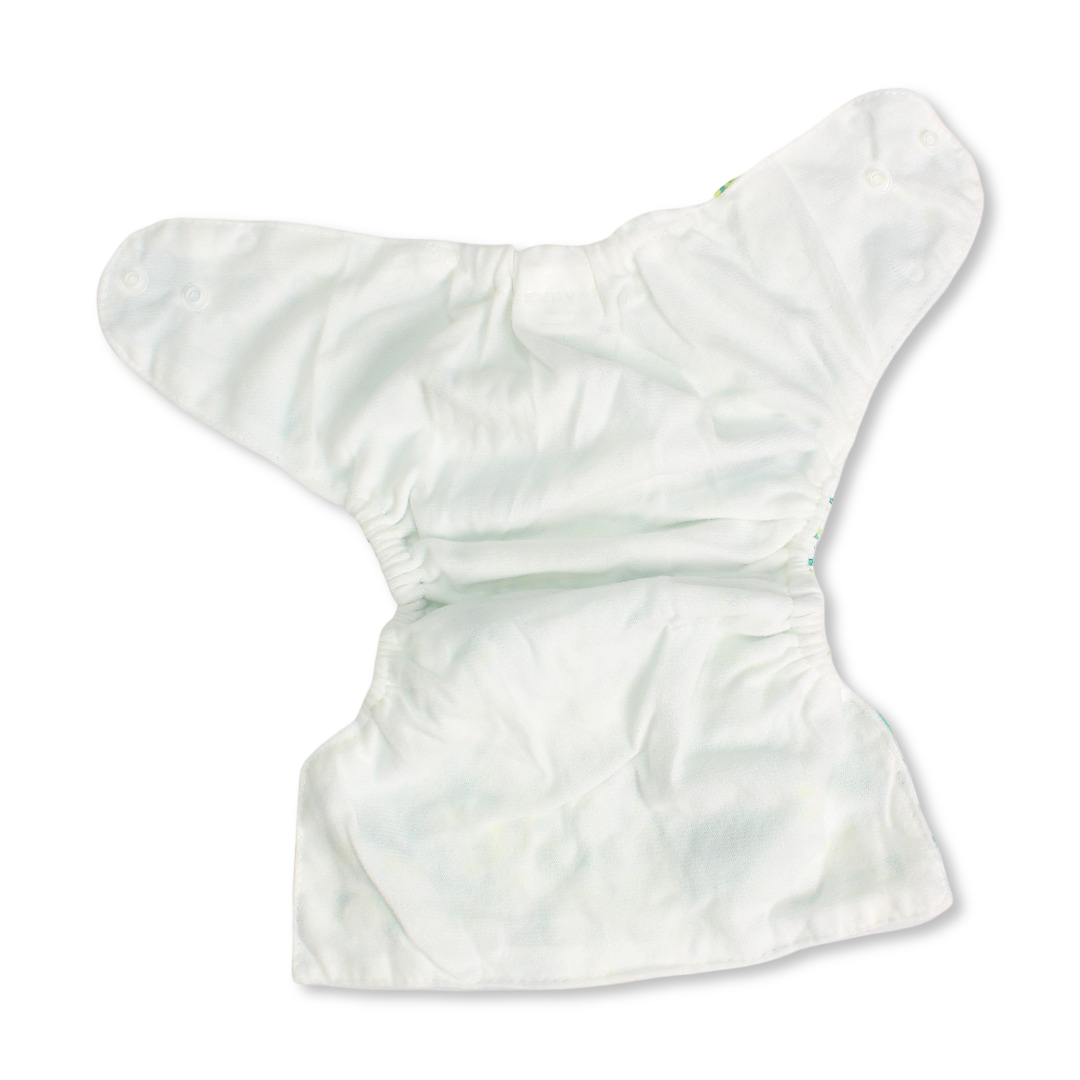 Cotton Baby Diaper – White with Elephants Print