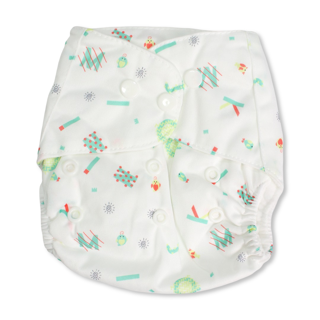 Cotton Baby Diaper – White with English Letters Print