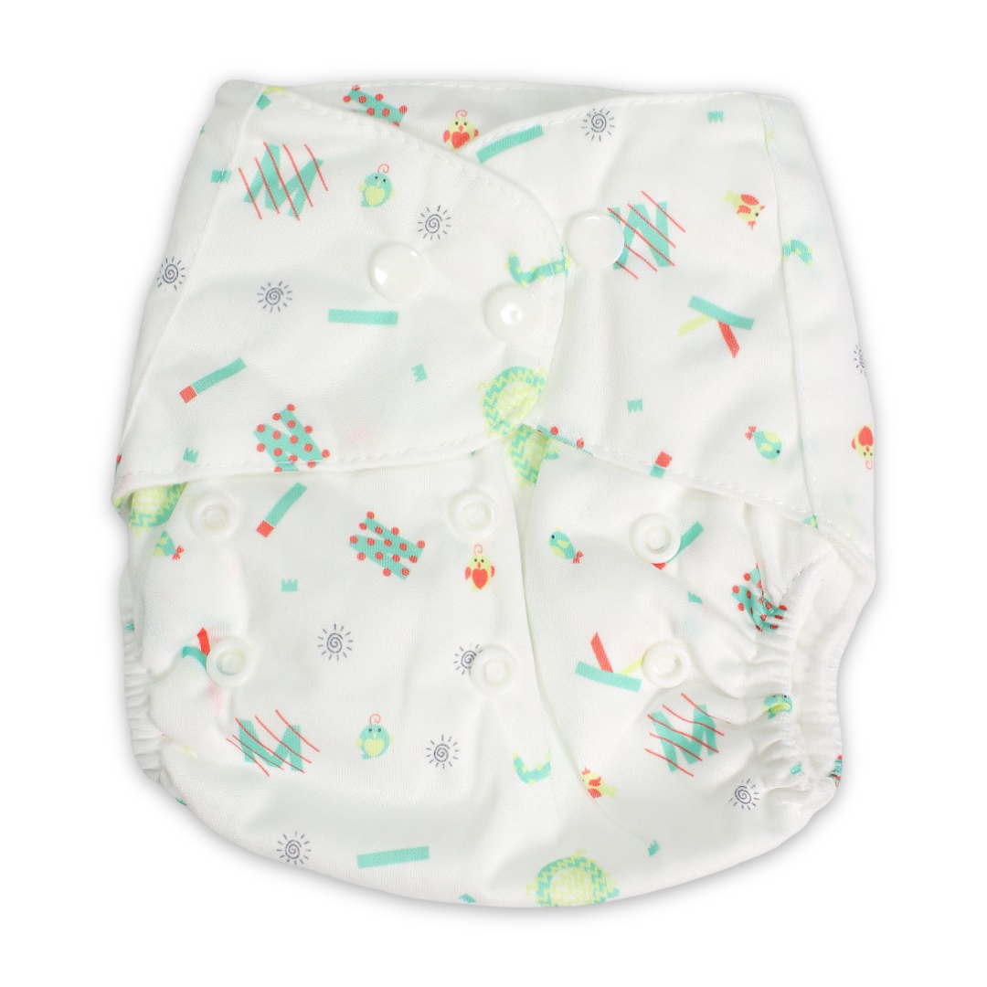 Cotton Baby Diaper – White with English Letters Print