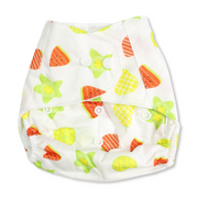 Cotton Baby Diaper – White with Frutis Print