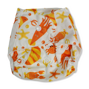 Cotton Baby Diaper – White with Fish Print