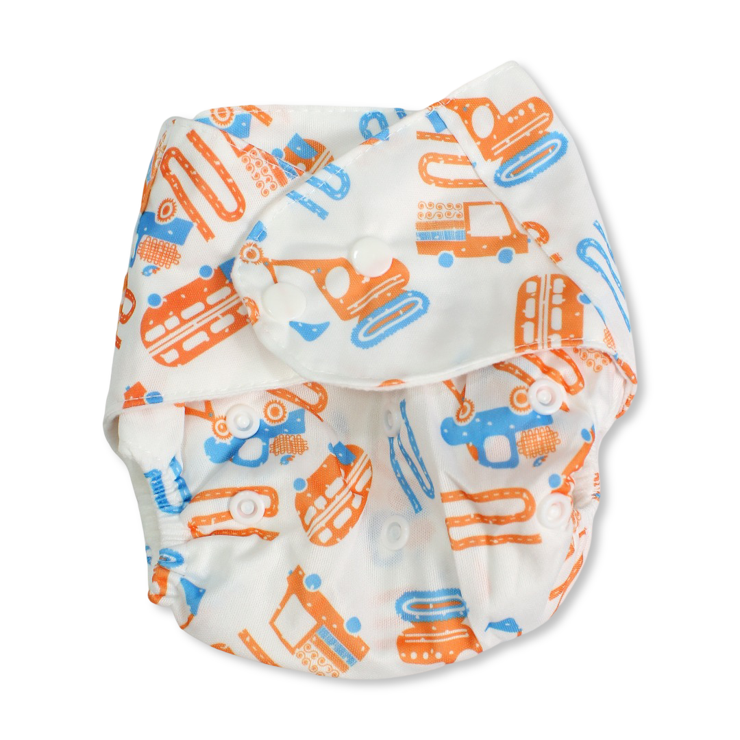 Cotton Baby Diaper – White with Tools Print