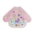 Baby Long-Sleeved Bib - Pink with Bird Design