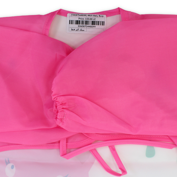 Silicone Long-Sleeved Baby Bib – Pink with Cat Design