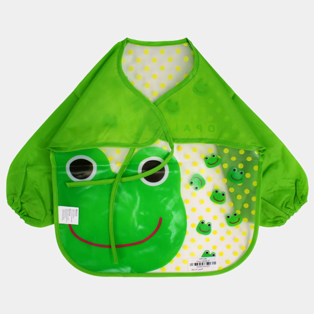Baby Long-Sleeved Bib – Green Frog Design