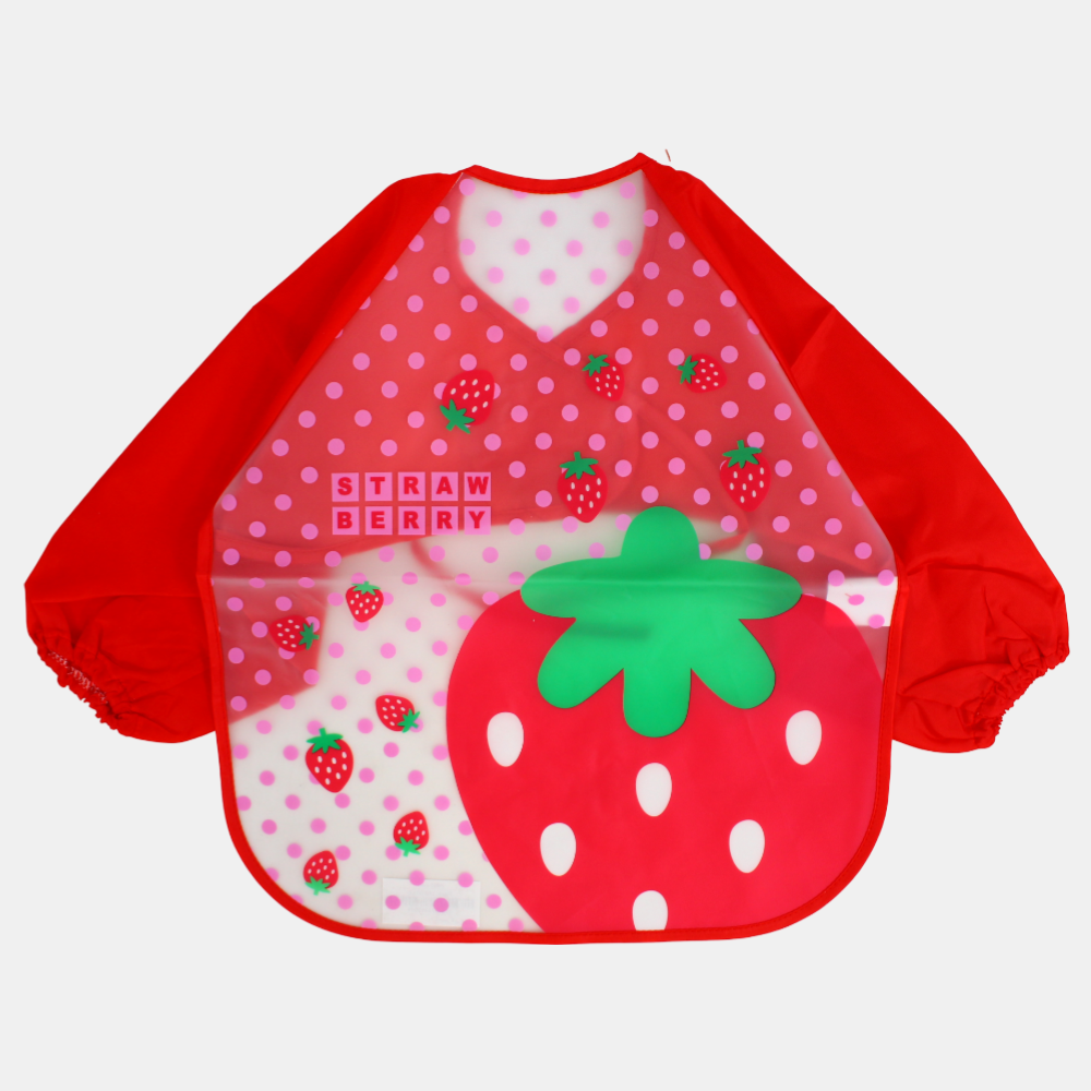Baby Long-Sleeved Bib – Red Strawberry Design