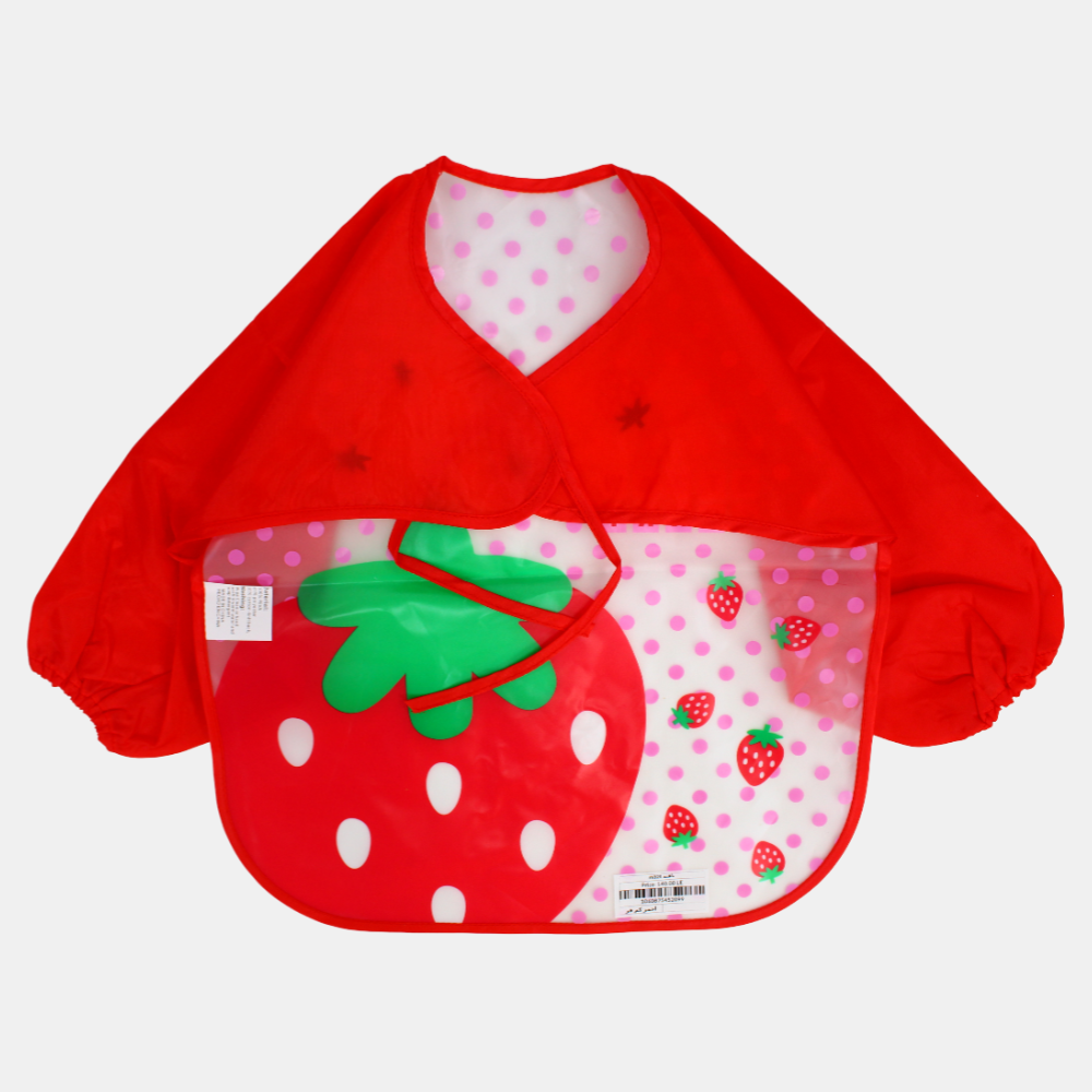 Baby Long-Sleeved Bib – Red Strawberry Design