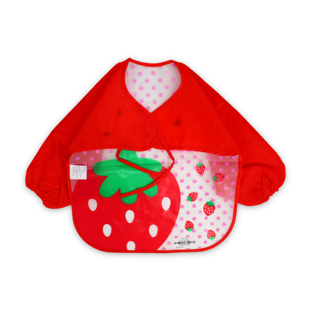 Baby Long-Sleeved Bib – Red Strawberry Design