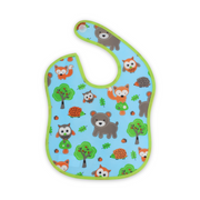 Waterproof Baby Bib – Baby Blue with Animals and Trees Print