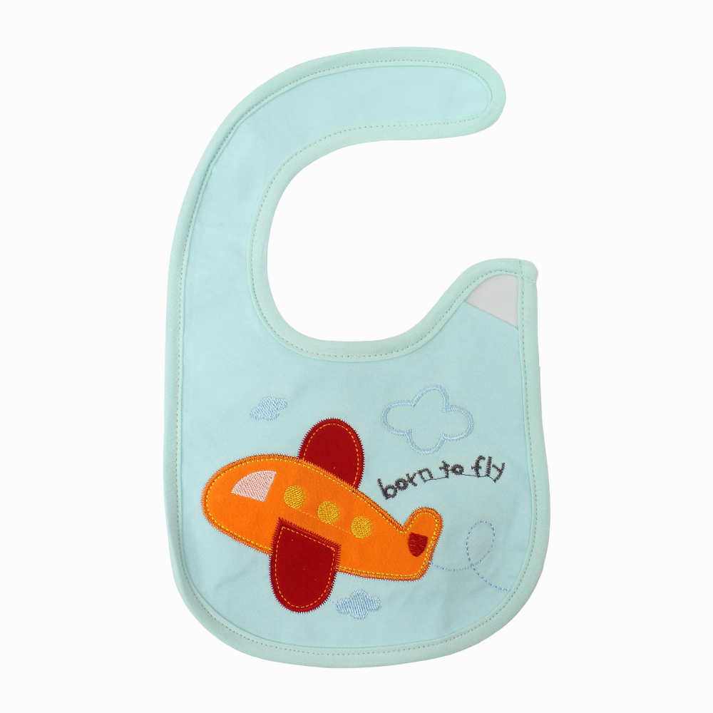Unisex Baby Bib – Aqua with a Fun Plane Design