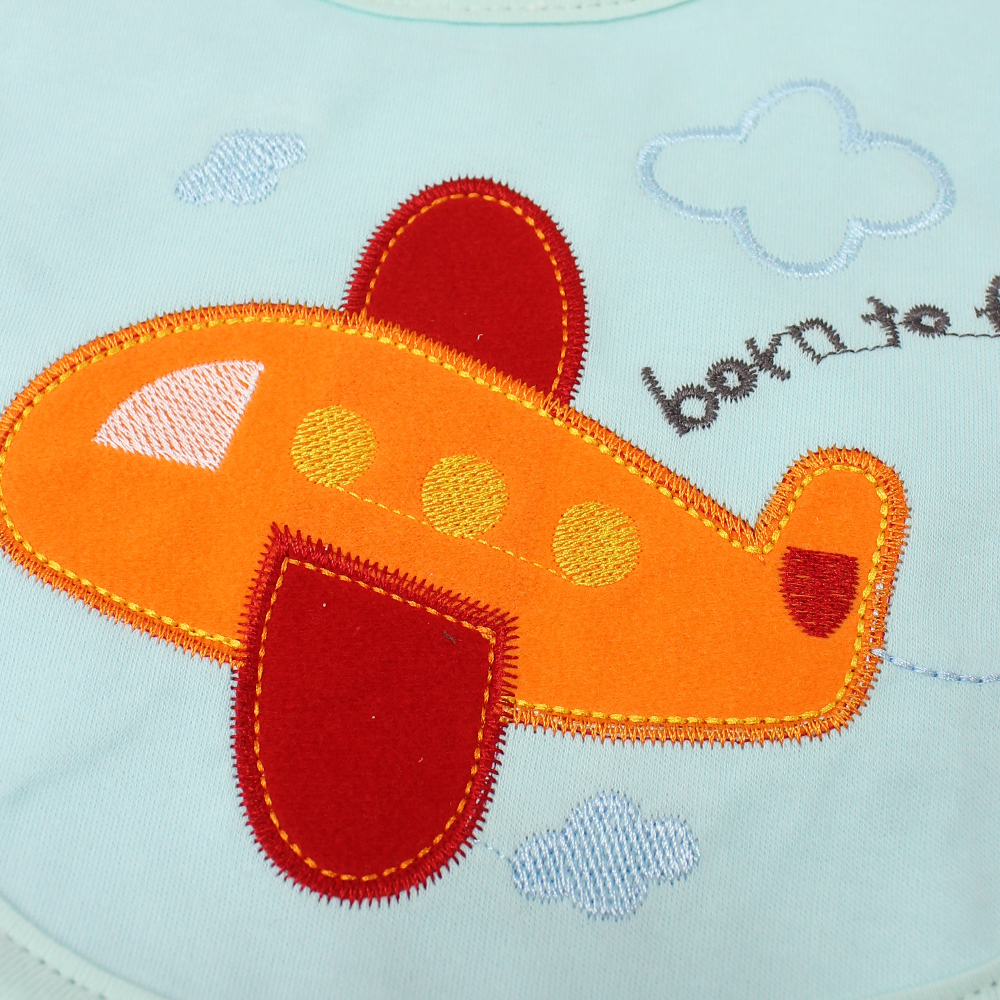 Unisex Baby Bib – Aqua with a Fun Plane Design