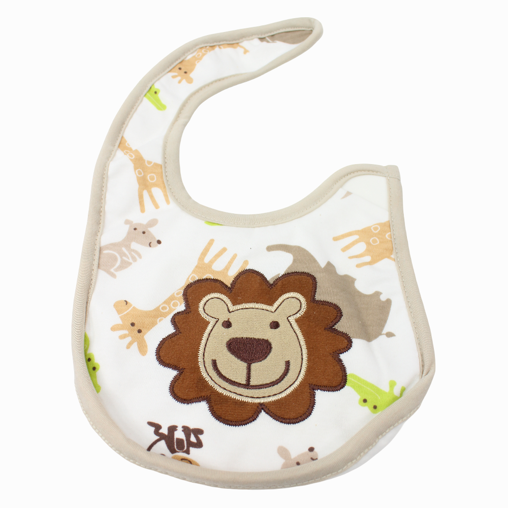 Unisex Baby Bib – White with Lion Design