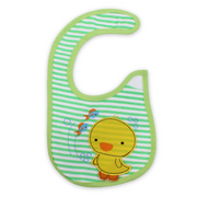 Cotton Baby Bib – Green with Stripe Duck Embroidered