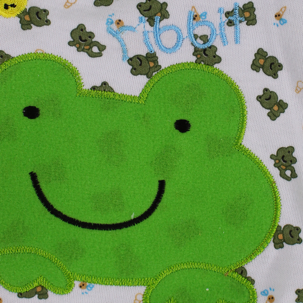 Unisex Baby Bib – White with a Green Frog
