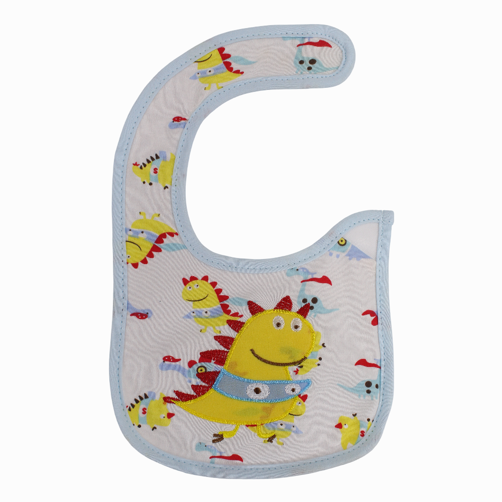 Unisex Baby Bib – White with a Fun Dino Design