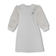 Girls Wool Dress  – Faux Fur Sleeves