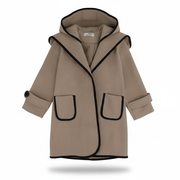 Girls Wool Coat – Black Trim Details