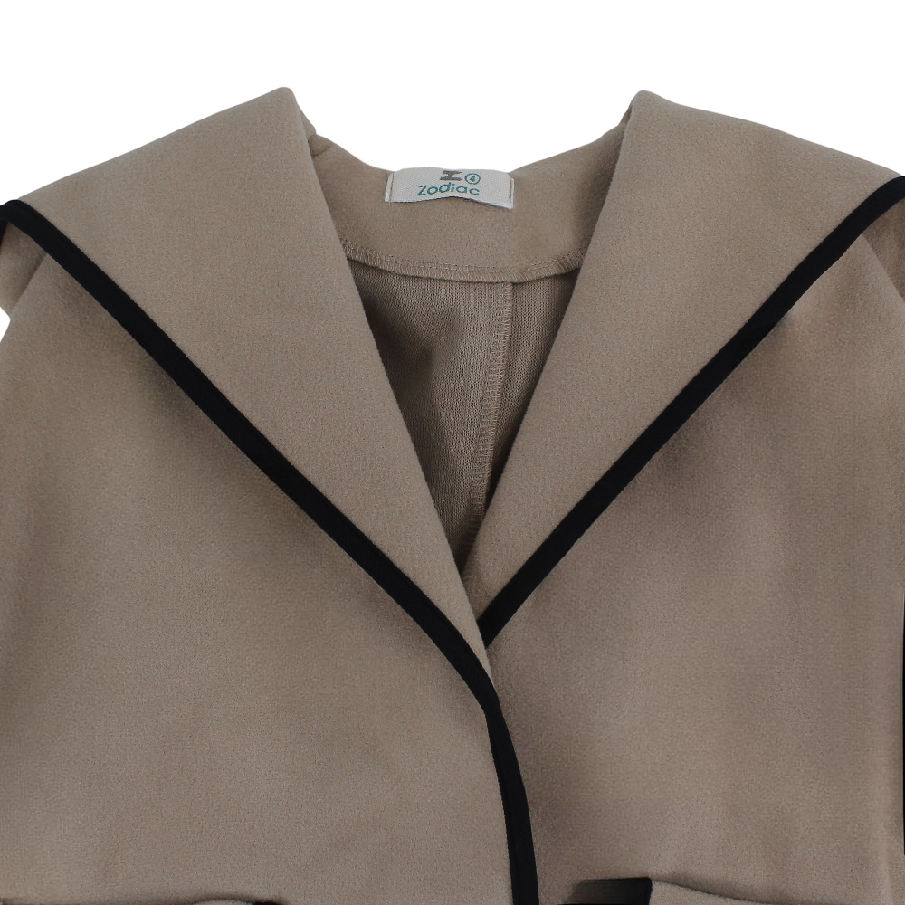 Girls Wool Coat – Black Trim Details