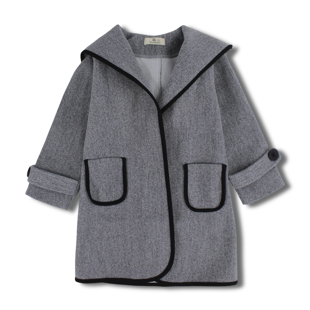 Girls Wool Coat – Black Trim Details