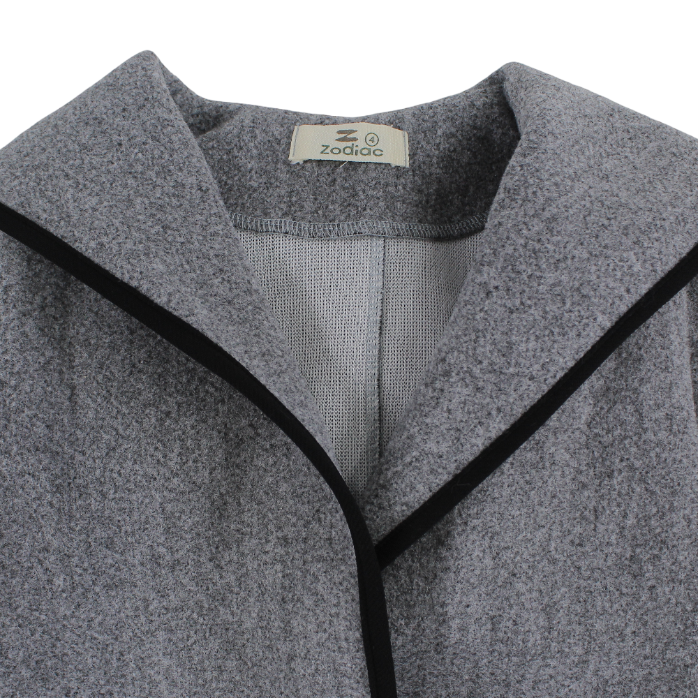 Girls Wool Coat – Black Trim Details