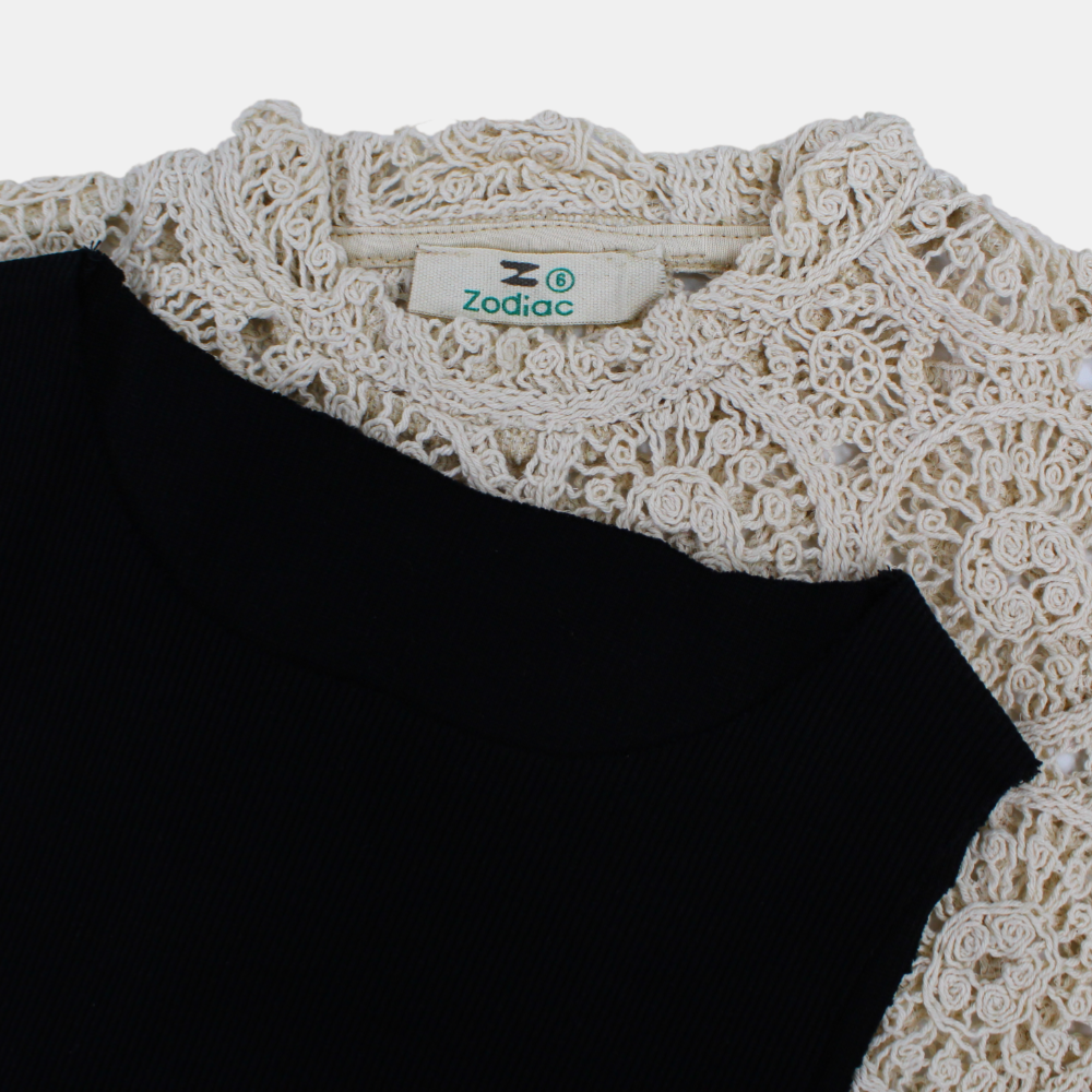 Girls Cotton Blouse with Lace Details