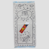 Coloring Prayer Mat for Kids (Kaa'ba & Space Rocket)