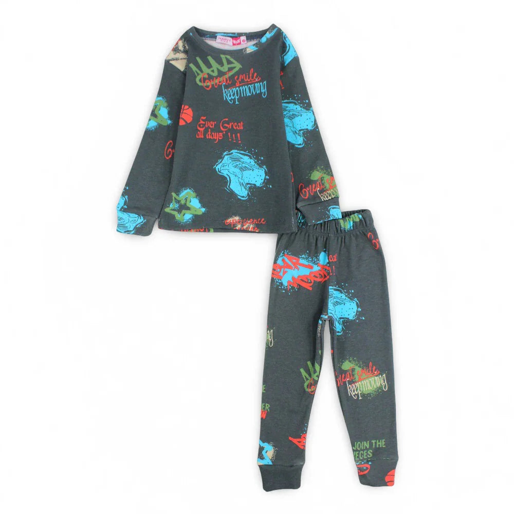 Boys Thermal Set – Grey with Fun Print - Clothing - Marvy