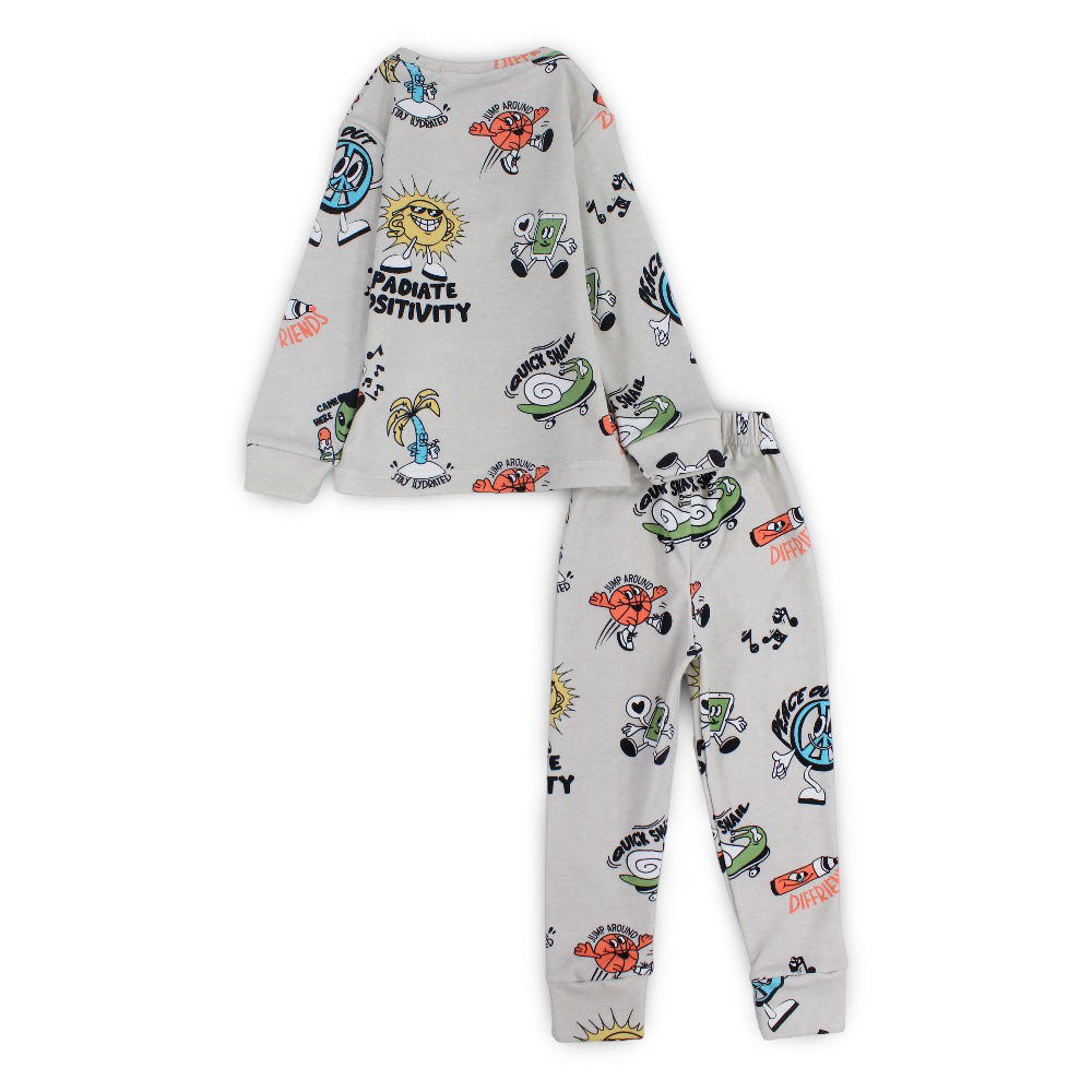 Boys Thermal Set – Beige with Positivity Print