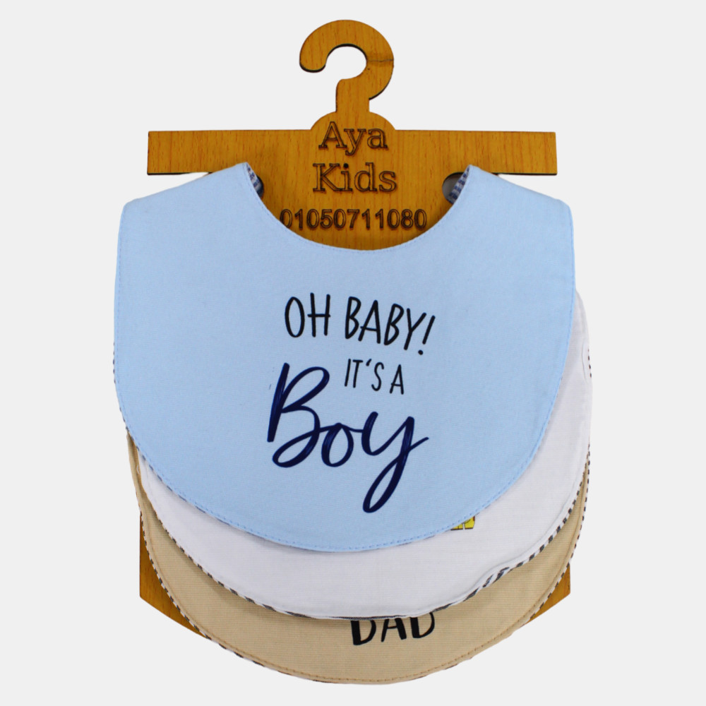 Baby Boys Cotton Bibs – Pack of 3 – "Oh Baby, It’s a Boy"