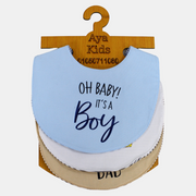 Baby Boys Cotton Bibs – Pack of 3 – "Oh Baby, It’s a Boy"