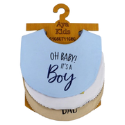 Pack of 3 – Baby Boys Cotton Bibs "Oh Baby, It’s a Boy"