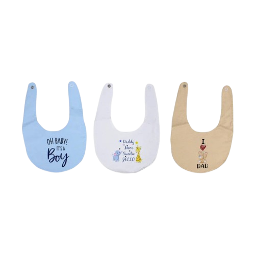 Pack of 3 – Baby Boys Cotton Bibs "Oh Baby, It’s a Boy"