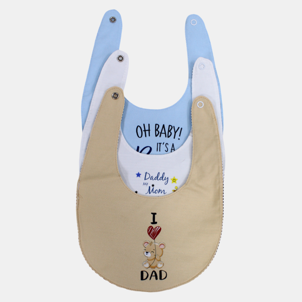 Baby Boys Cotton Bibs – Pack of 3 – "Oh Baby, It’s a Boy"