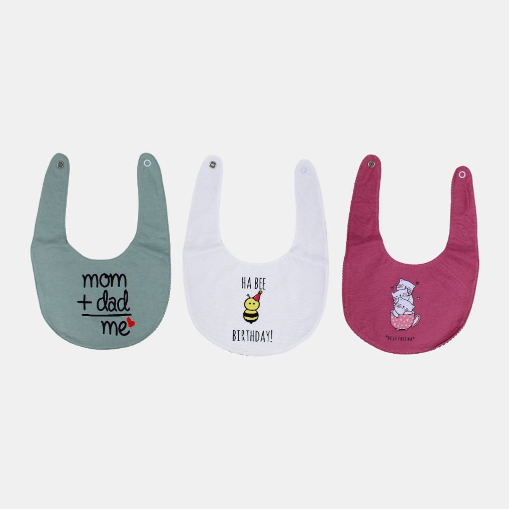 Baby Girls Cotton Bibs – Pack of 3
