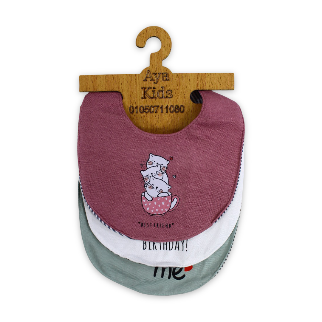 Cotton Baby Bib with "Mom+Dad=Me" Print – (Pack Of 3)